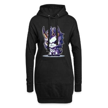 Petit Dragon Cornu de style Chibi - Sweat-shirt à capuche long Femme - noir - Devant