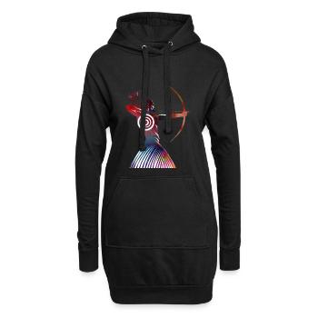 Archer bouclier coloré - Sweat-shirt à capuche long Femme - noir - Devant