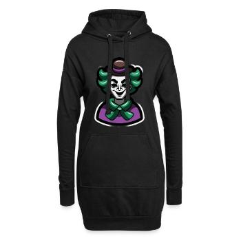 Portrait de dessin animé du Mime Clown Vert - Sweat-shirt à capuche long Femme - noir - Devant