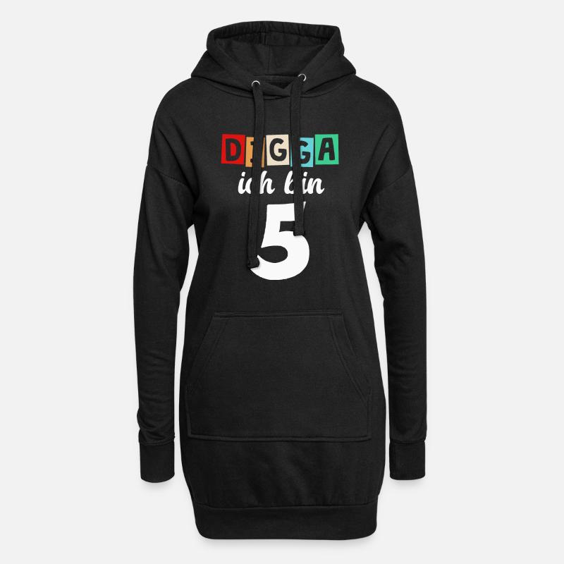 Digga Ich Bin 5 Jahre 5. Geburtstag - Hoodie-Kleid - Schwarz