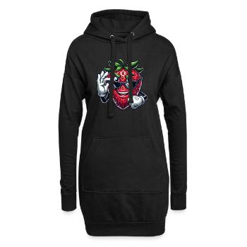 Coole Erdbeere Frucht Comic mit Sonnenbrille - Hoodie-Kleid - Schwarz - Vorne