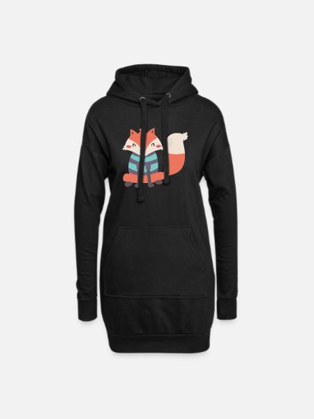 Sweet fox with Ringelpulli - Hoodie Dress - black