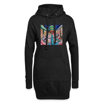 Zug in der Nacht 3 - Hoodie-Kleid - Schwarz - Vorne