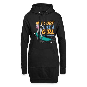 Je surfe comme une fille essayer de continuer à surfer drôle - Sweat-shirt à capuche long Femme - noir - Devant