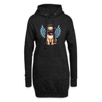 Ange carlin mignon avec des ailes dessin animé Chibi - Sweat-shirt à capuche long Femme - noir - Devant
