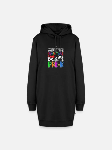 Wo das Abenteuer beginnt pre k - Kindertagesstätte - Hoodie-Kleid - Schwarz