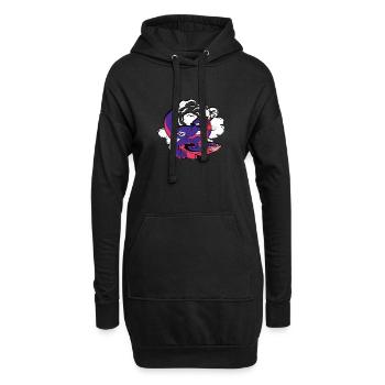DJ Trex Dinosaur spielt Plattenspieler - elektronisch - Hoodie-Kleid - Schwarz - Vorne