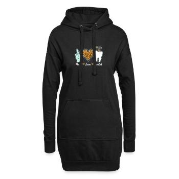 Peace Love Dental - Zahn - Hoodie-Kleid - Schwarz - Vorne