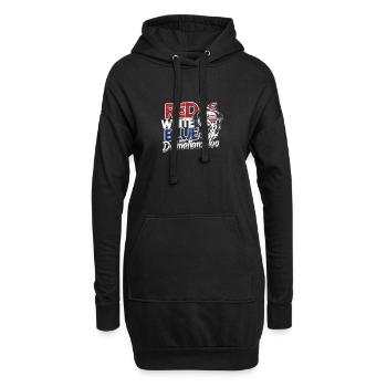 Rouge Blanc Bleu et Dalmatiens aussi - noir et - Sweat-shirt à capuche long Femme - noir - Devant