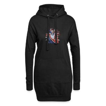 Boston terrier representing USA flag colors with - Hoodie Dress - black - Front