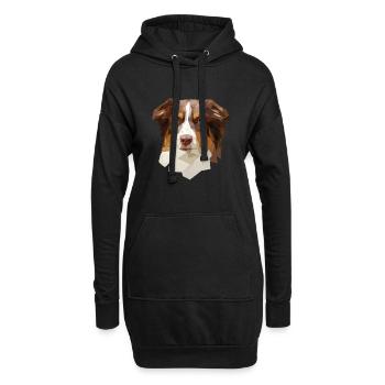 Australian Shepherd, Red Tri Polygon Stil - Hoodie-Kleid - Schwarz - Vorne