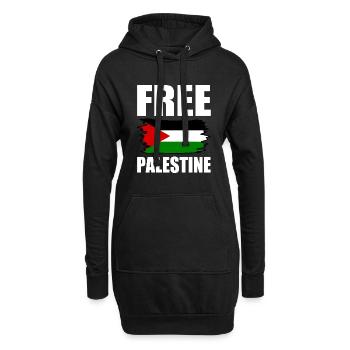 Free palestine - Sweat-shirt à capuche long Femme - noir - Devant