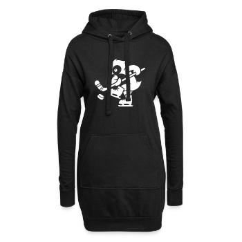 Pinguin Eishockey Minimalistische Spieler - Hoodie-Kleid - Schwarz - Vorne