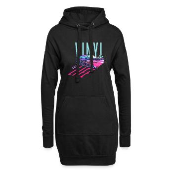 Vinyl is Life - Retro Vintage - Hoodie-Kleid - Schwarz - Vorne