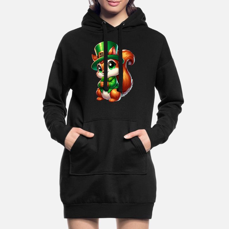Conception de bande dessinée écureuil mignon de la Saint-Patrick Sweat-shirt à capuche long Femme