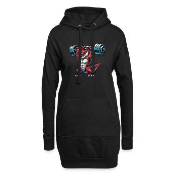 Dino Trex Training Hantel Lustig Starke Fitness - Hoodie-Kleid - Schwarz - Vorne