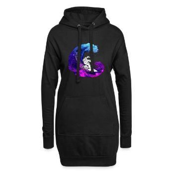 Astronaut Surfer - Mond & Weltall - Hoodie-Kleid - Schwarz - Vorne
