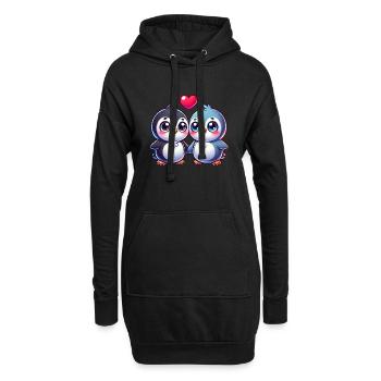 Pinguin Liebe Valentinstag Herz Freundschaft - Hoodie-Kleid - Schwarz - Vorne