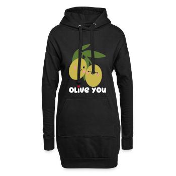 Olive You | Ich Liebe Dich | Valentinstag Herz - Hoodie-Kleid - Schwarz - Vorne
