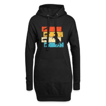 Pferd Pferde horse retro - Hoodie-Kleid - Schwarz - Vorne