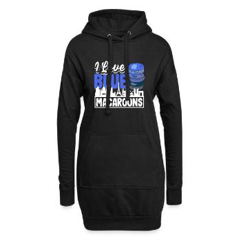 J’adore les macarons bleus Paris France Pâtisserie - Sweat-shirt à capuche long Femme - noir - Devant