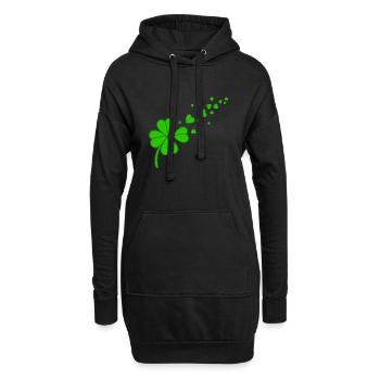 Shamrock Dandelion 4 Leaf Clover Heart St Patricks - Sweat-shirt à capuche long Femme - noir - Devant