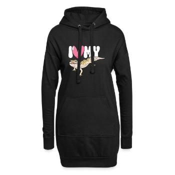 Gecko léopard Gecko reptile gecko de compagnie - Sweat-shirt à capuche long Femme - noir - Devant