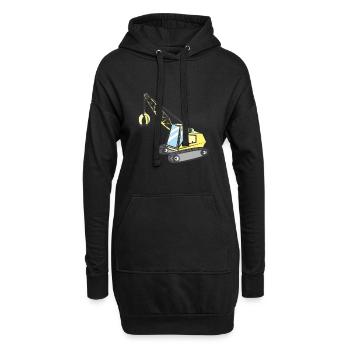 Kran mit Greifzange - Hoodie-Kleid - Schwarz - Vorne