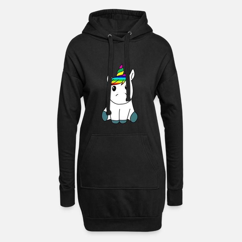 Süßes Einhorn - Hoodie-Kleid - Schwarz