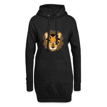 Geometrischer Leopard - Hoodie-Kleid - Schwarz - Vorne