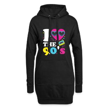 J'aime les années 90 - costume rétro des années 90 - Sweat-shirt à capuche long Femme - noir - Devant