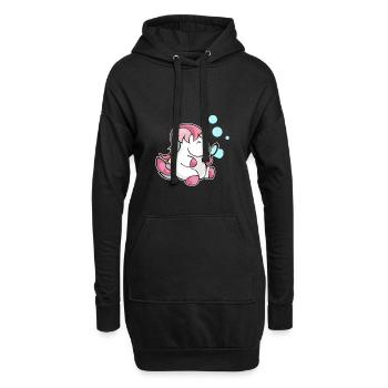 Einhorn Seifenblasen Pusten Glitzer Kind Geschenk - Hoodie-Kleid - Schwarz - Vorne