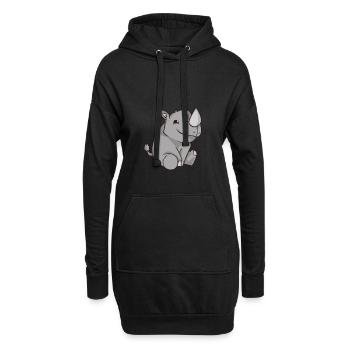 Chibi Comic Rhino Kawaii Joli Cadeau - Sweat-shirt à capuche long Femme - noir - Devant