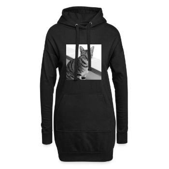 Portrait de fond de chat blanc-noir - Sweat-shirt à capuche long Femme - noir - Devant