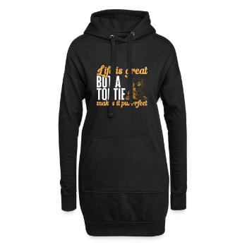 Schildpatt Katze Tortoiseshell Cat Tortie - Hoodie-Kleid - Schwarz - Vorne