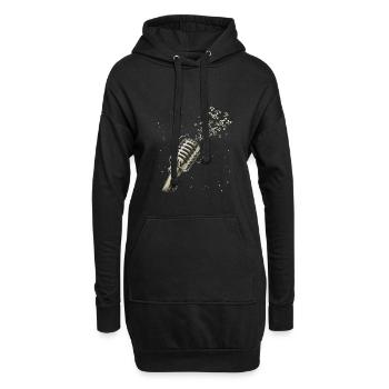 Vintage micro partitions explosion musique son plaisir - Sweat-shirt à capuche long Femme - noir - Devant