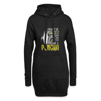 Pingouin animal crème glacée noir blanc oiseau cadeau - Sweat-shirt à capuche long Femme - noir - Devant