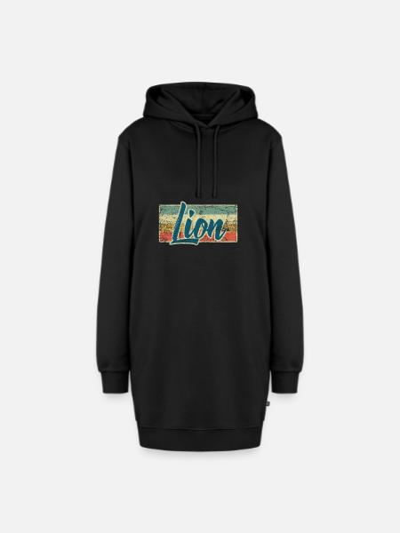 Löwe - Hoodie-Kleid - Schwarz