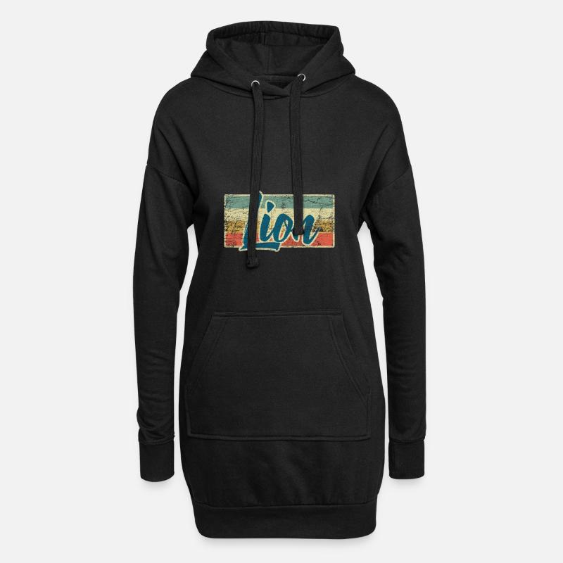 Löwe - Hoodie-Kleid - Schwarz