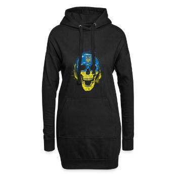 Crâne d'os crâne d'os halloween - Sweat-shirt à capuche long Femme - noir - Devant
