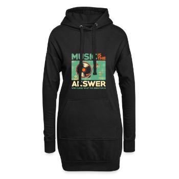 Musik ist die Antwort - Hoodie-Kleid - Schwarz - Vorne