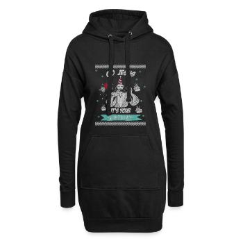 Va Jésus c'est ton cadeau d'anniversaire - Sweat-shirt à capuche long Femme - noir - Devant