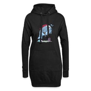 Piraten-Manatis-lustiger Seekuh-Liebhaber - Hoodie-Kleid - Schwarz - Vorne