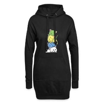 Kawaii Katzen Manga Stil Japan Miao Geschenk - Hoodie-Kleid - Schwarz - Vorne