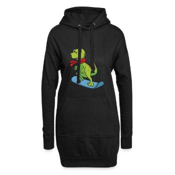 Snowboard Dino Dinosaurier Geschenk Kinder Jungen - Hoodie-Kleid - Schwarz - Vorne