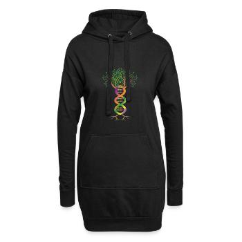 DNA Baum Pflanze Abstrakt Farbig Genetik Geschenk - Hoodie-Kleid - Schwarz - Vorne