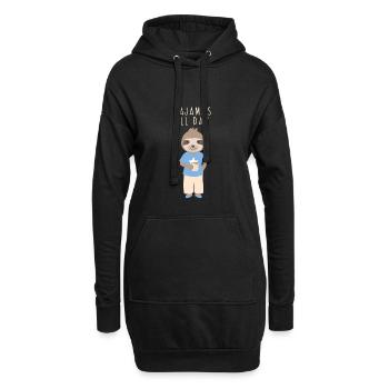 Pajamas all Day. Faultier Langschläfer Schlafanzug - Hoodie-Kleid - Schwarz - Vorne