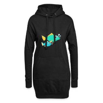 Fisch mit Babyfisch - Hoodie-Kleid - Schwarz - Vorne