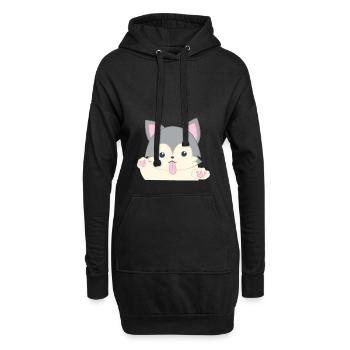 Husky - T-shirt Husky - Husky Chien mignon - Sweat-shirt à capuche long Femme - noir - Devant
