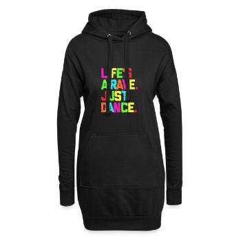 Rave Techno Glow Neon Led Party Festival GEschenk - Hoodie-Kleid - Schwarz - Vorne